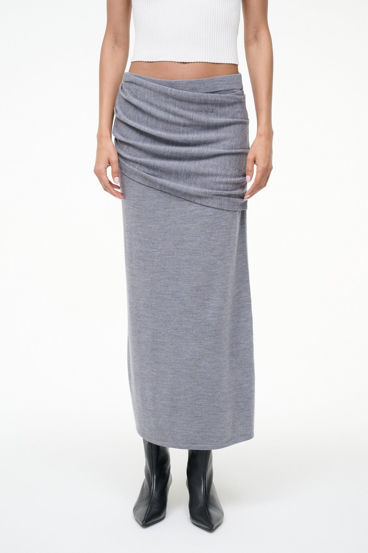 STAUD WILMA SKIRT HEATHER GREY - 4