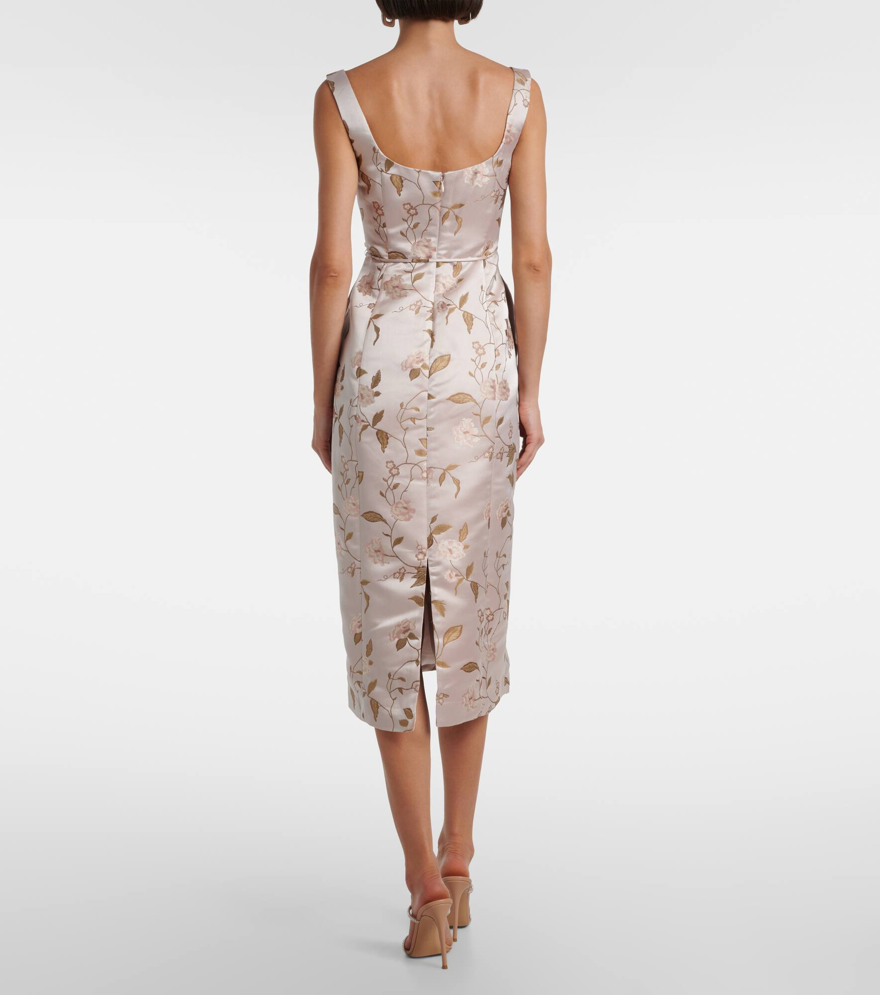 Zoe floral brocade satin midi dress - 3