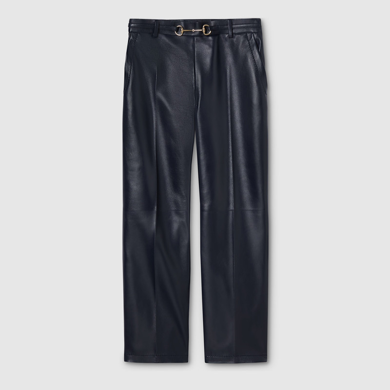 Shiny leather pants with Horsebit 1