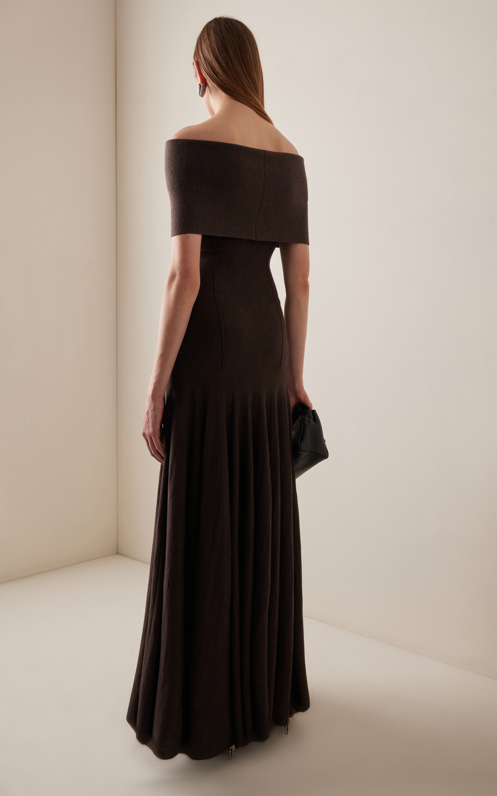 Ava Off-The-Shoulder Wool Maxi Dress brown - 4