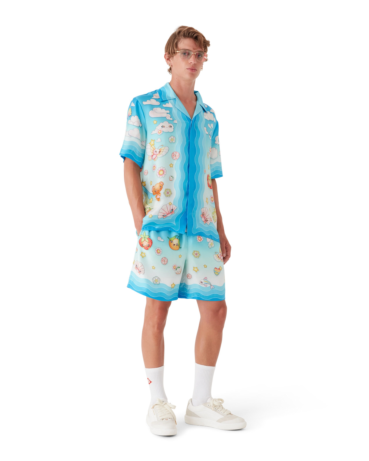 Kawaii Motif Short Sleeve Silk Twill Shirt | Casablanca Paris - 2