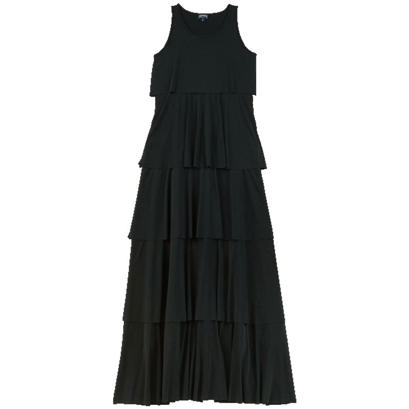 Women Long Frilly Dress Solid 1