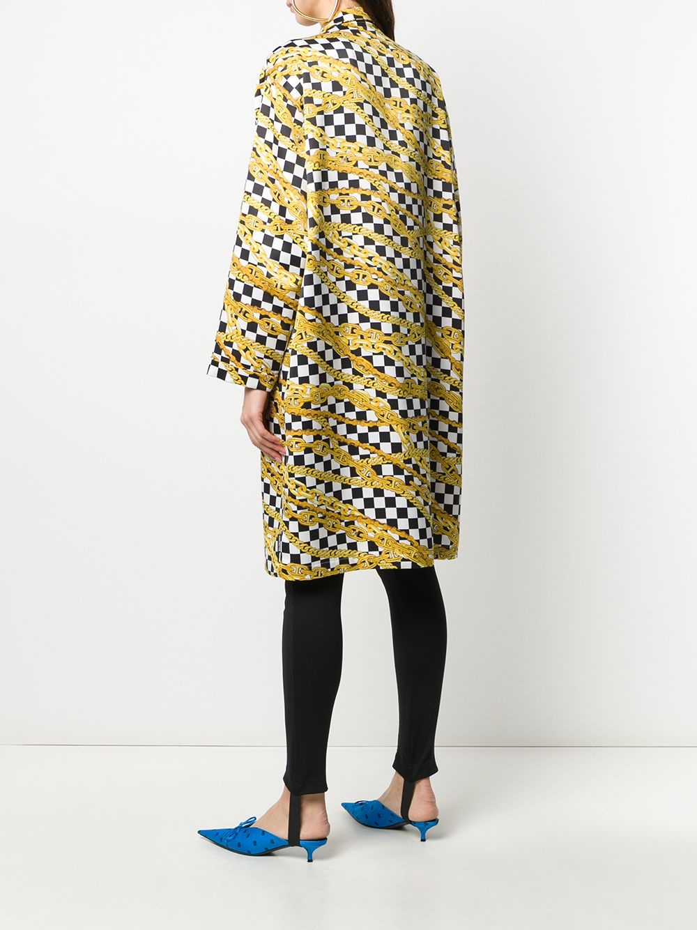 chain print checkerboard coat - 4