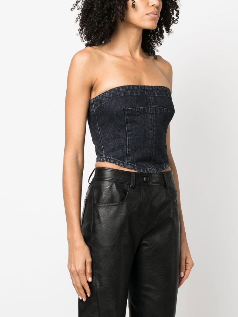 denim bustier crop top - 3