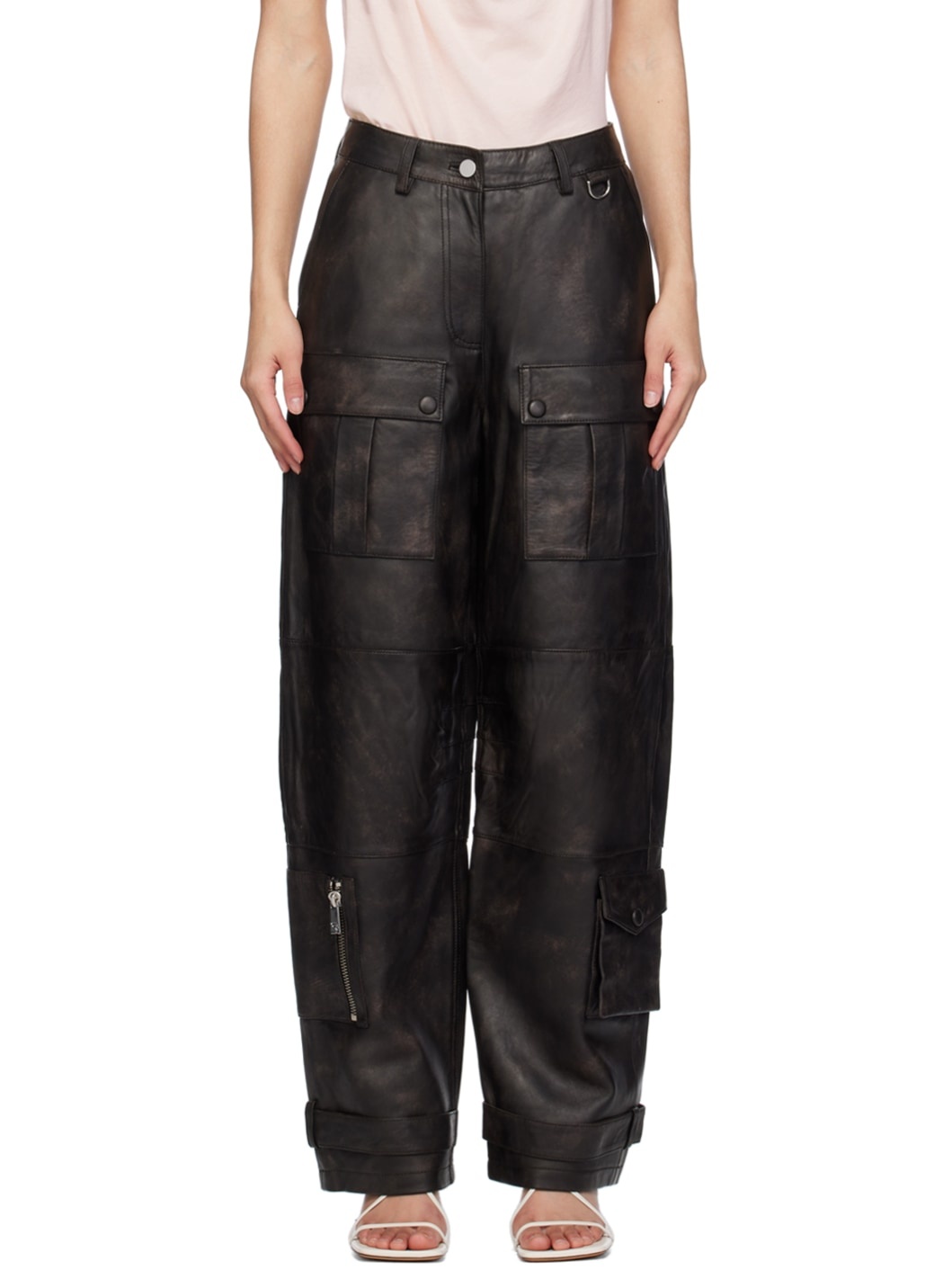SSENSE Exclusive Brown Leather Pants - 1