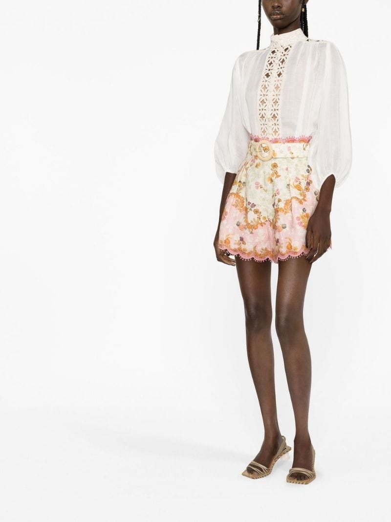 Laurel floral-print scalloped shorts - 3