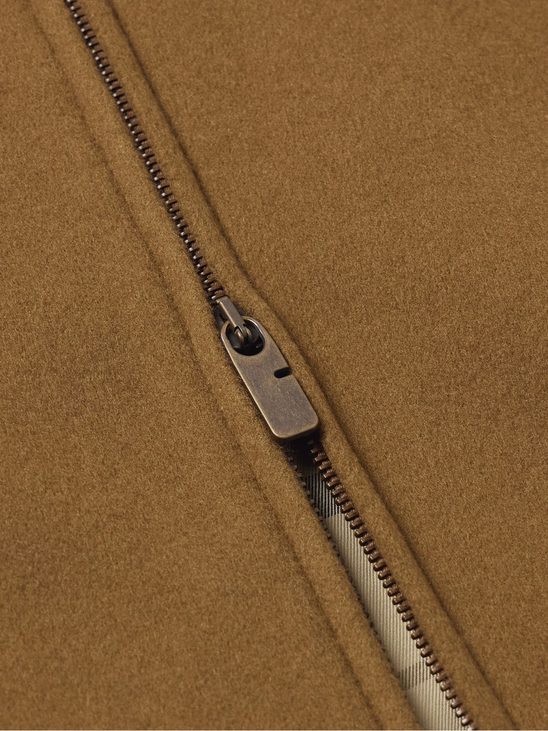 Logo-Embroidered Cashmere Harrington Jacket Camel 5