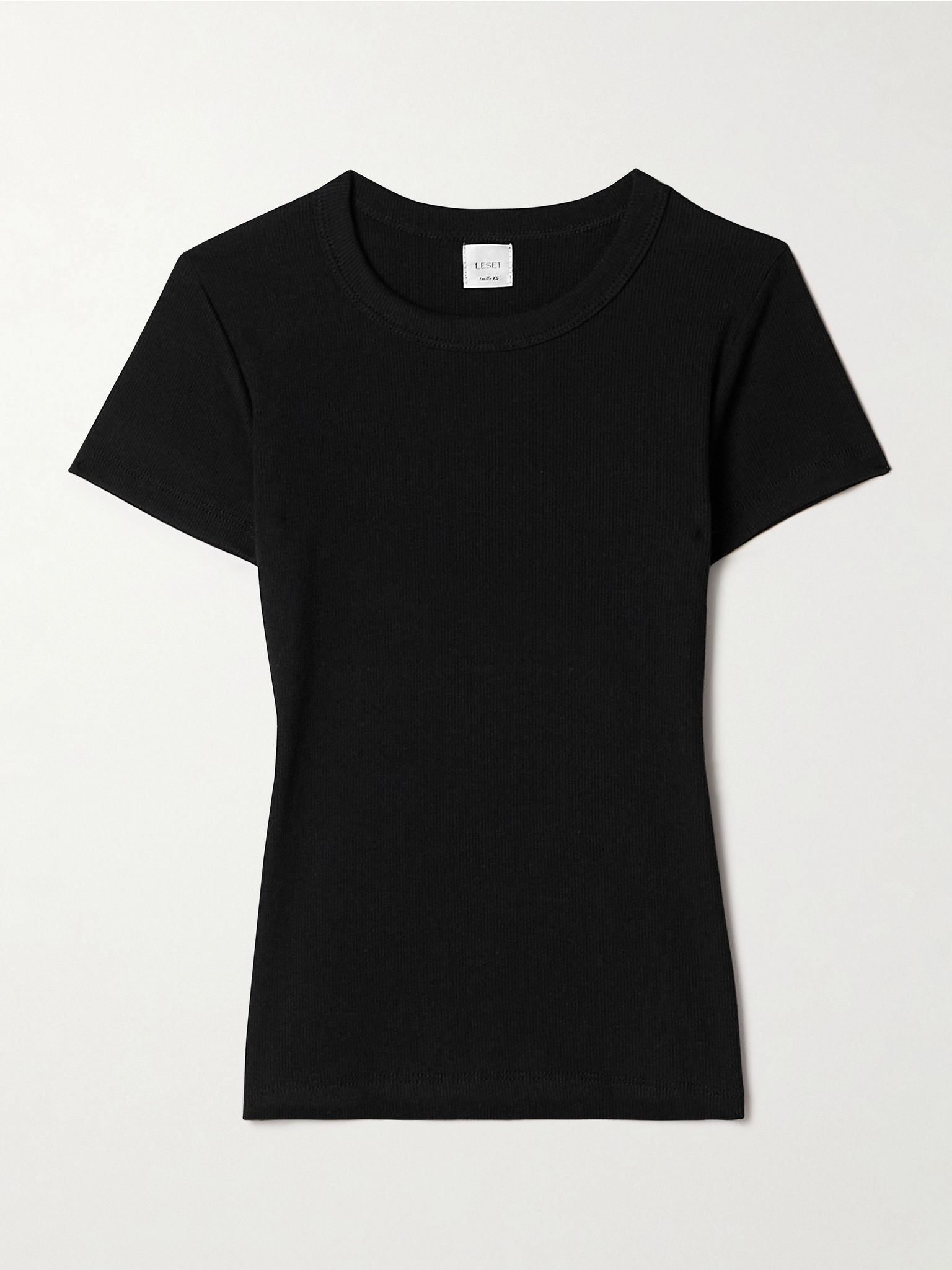 Kelly ribbed cotton-blend jersey T-shirt Black - 1