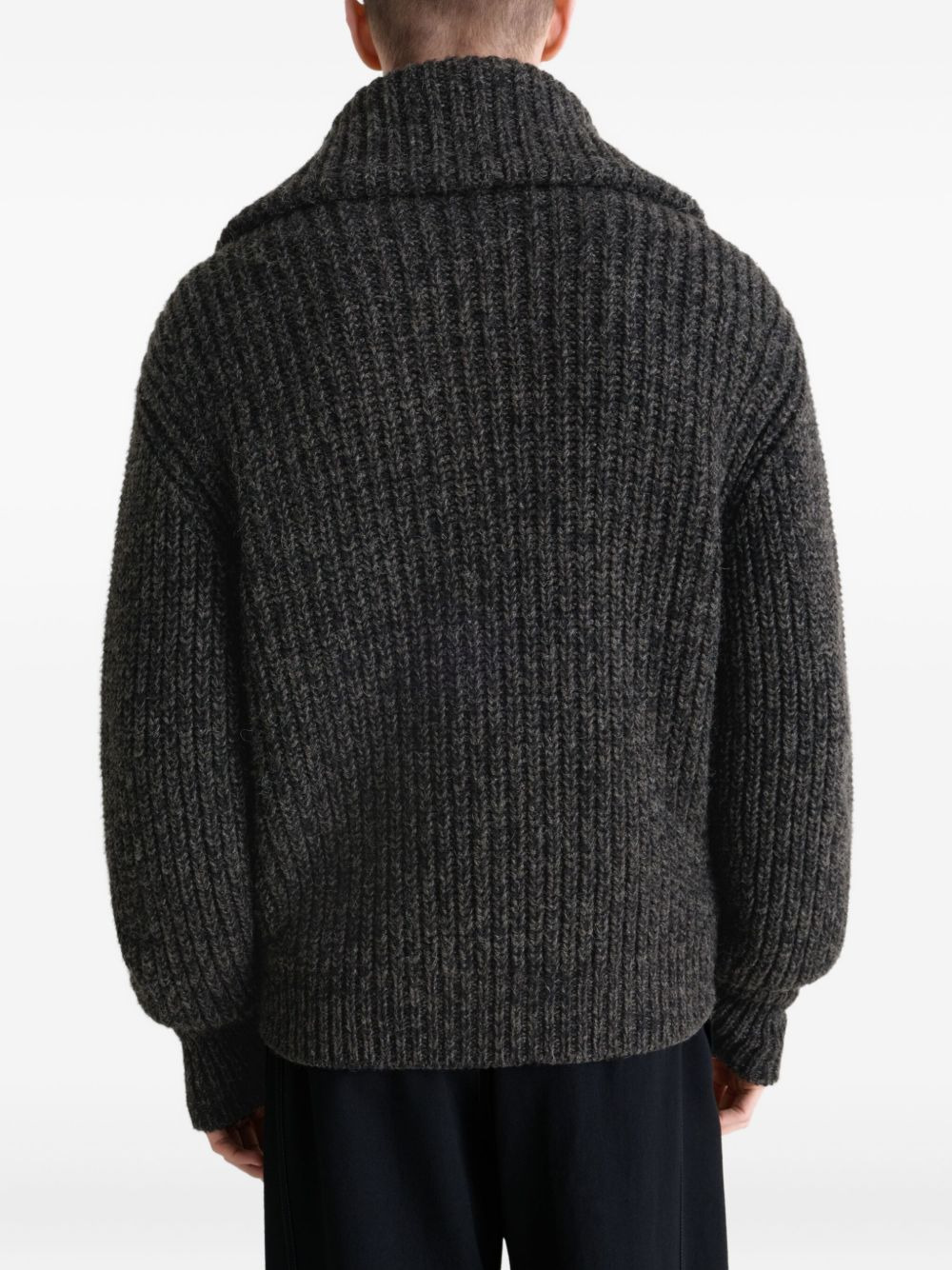 ribbed zip-up cardigan - 4