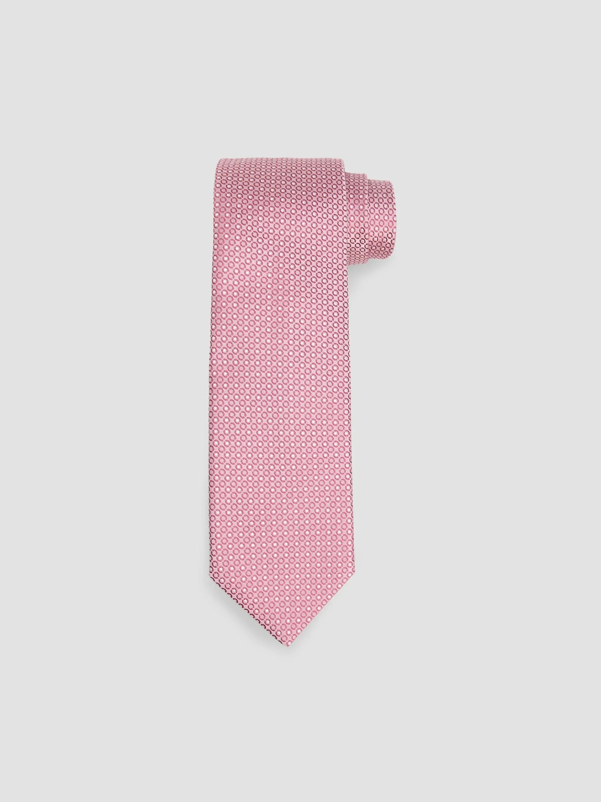 Men's Micro Circle Silk Tie - Pink - 1