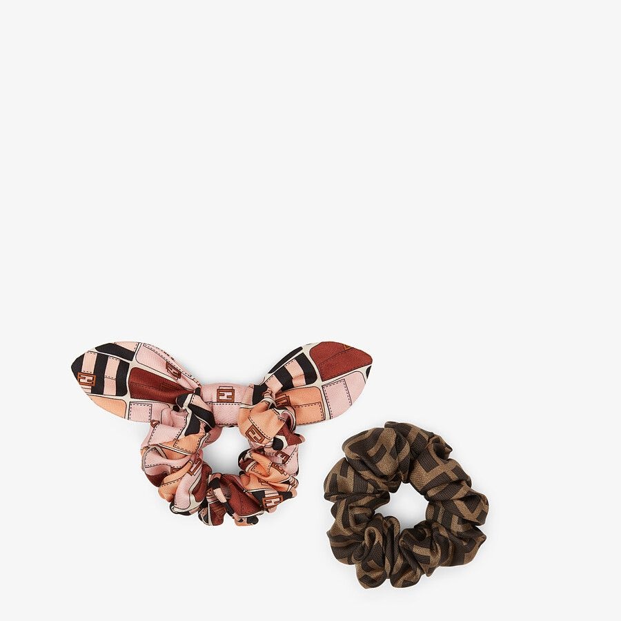 Set of two multicolor silk hair ties - 1