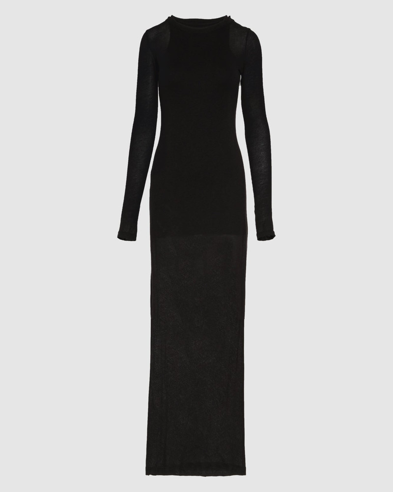Sheer Long Sleeve Maxi Dress in Black 1
