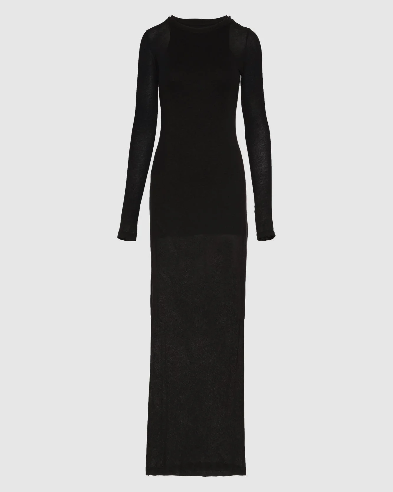 Sheer Long Sleeve Maxi Dress in Black - 1