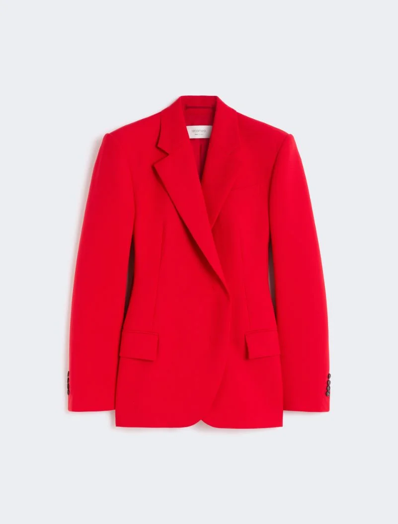 Stretch-wool double-breasted blazer - red - 1