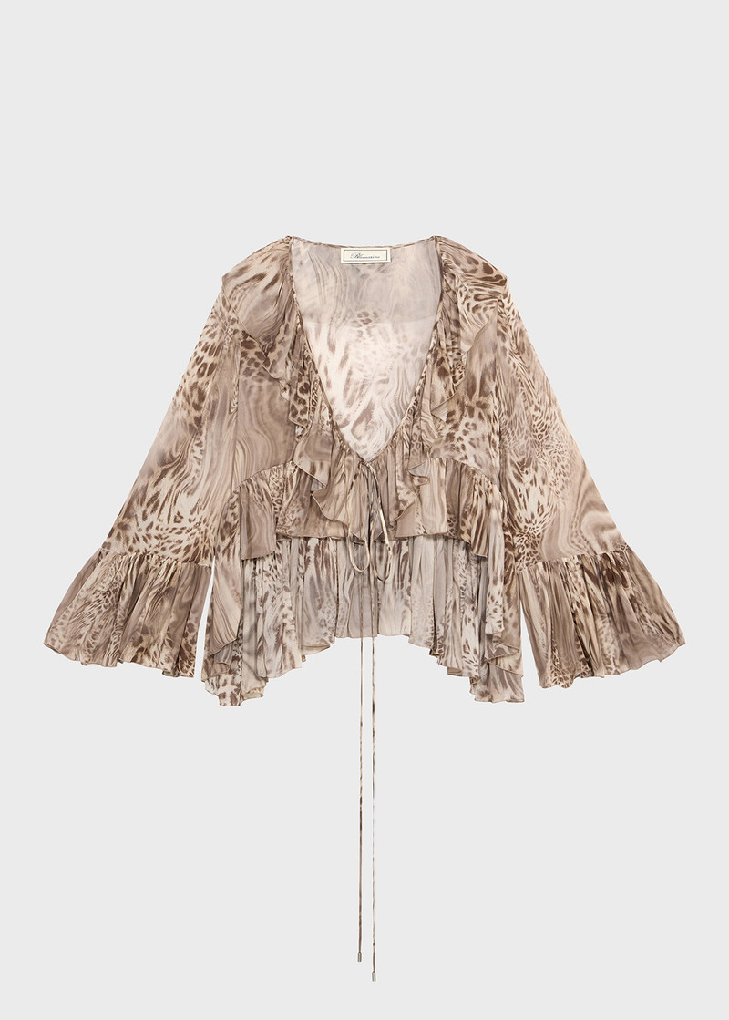 CHIFFON SHIRT WITH LIQUID LEOPARD PRINT - 1