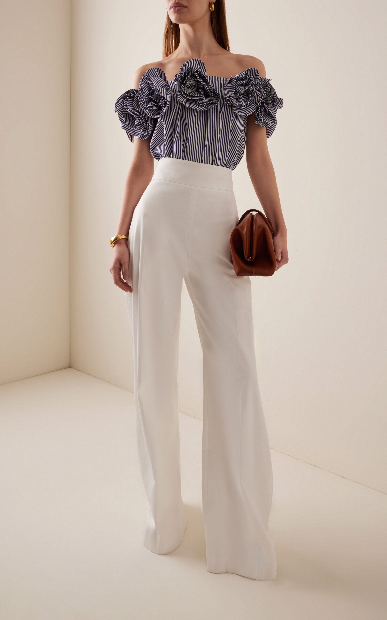Ruffled Cotton Off-The-Shoulder Top white - 3