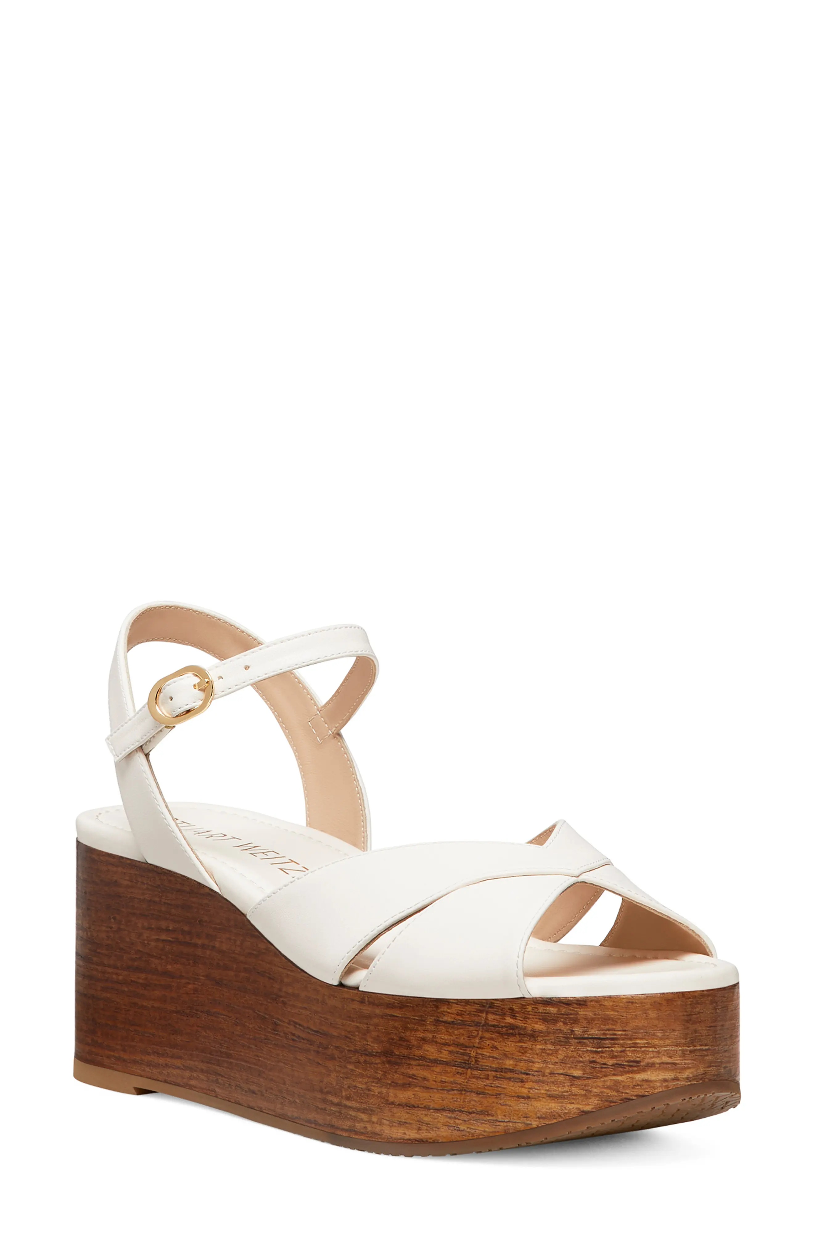 Carmen Midi Wedge Sandal in Seashell/Walnut - 1