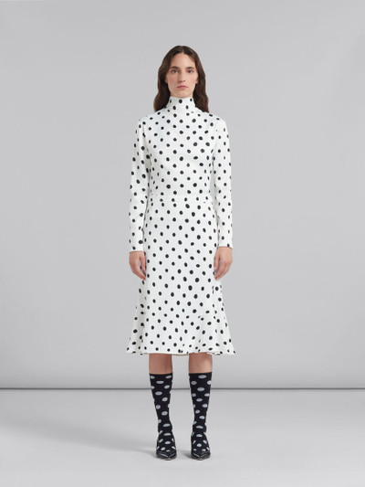 Marni WHITE FLARED SATIN SKIRT WITH POLKA DOTS outlook