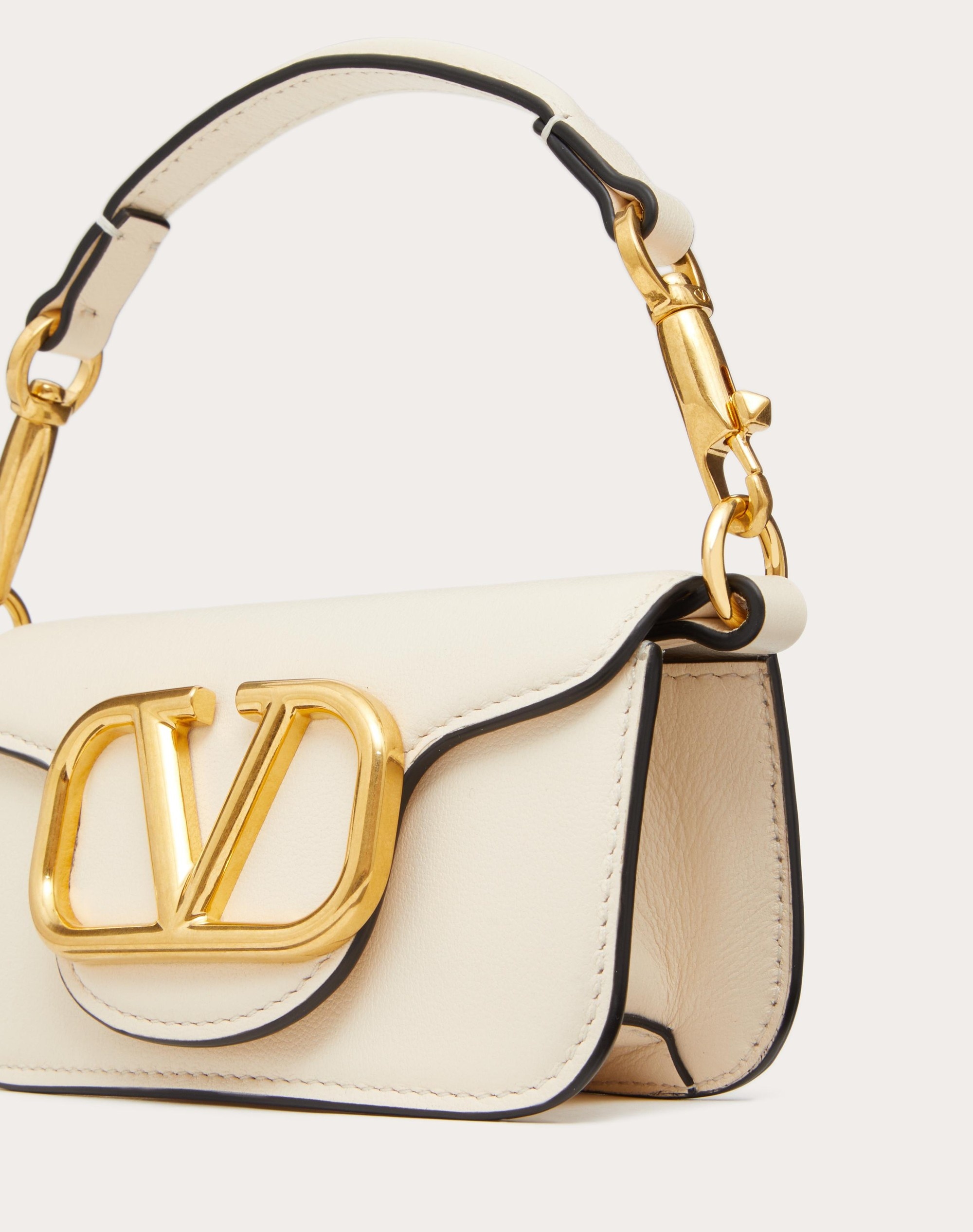 VALENTINO GARAVANI LOCÒ MICRO BAG IN CALFSKIN LEATHER WITH CHAIN - 7