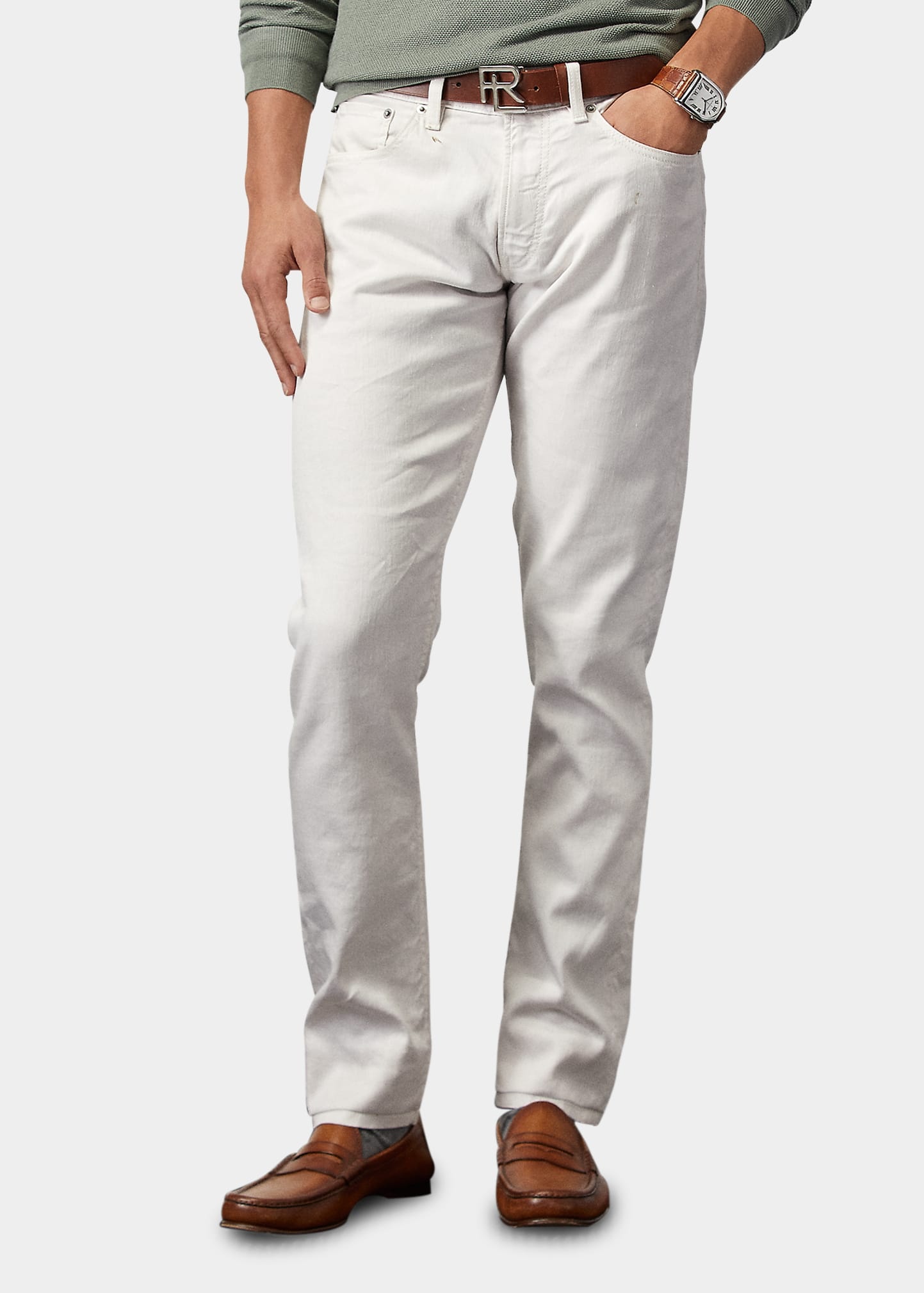 Men's Slim Fit Linen-Cotton Stretch Jeans - 4