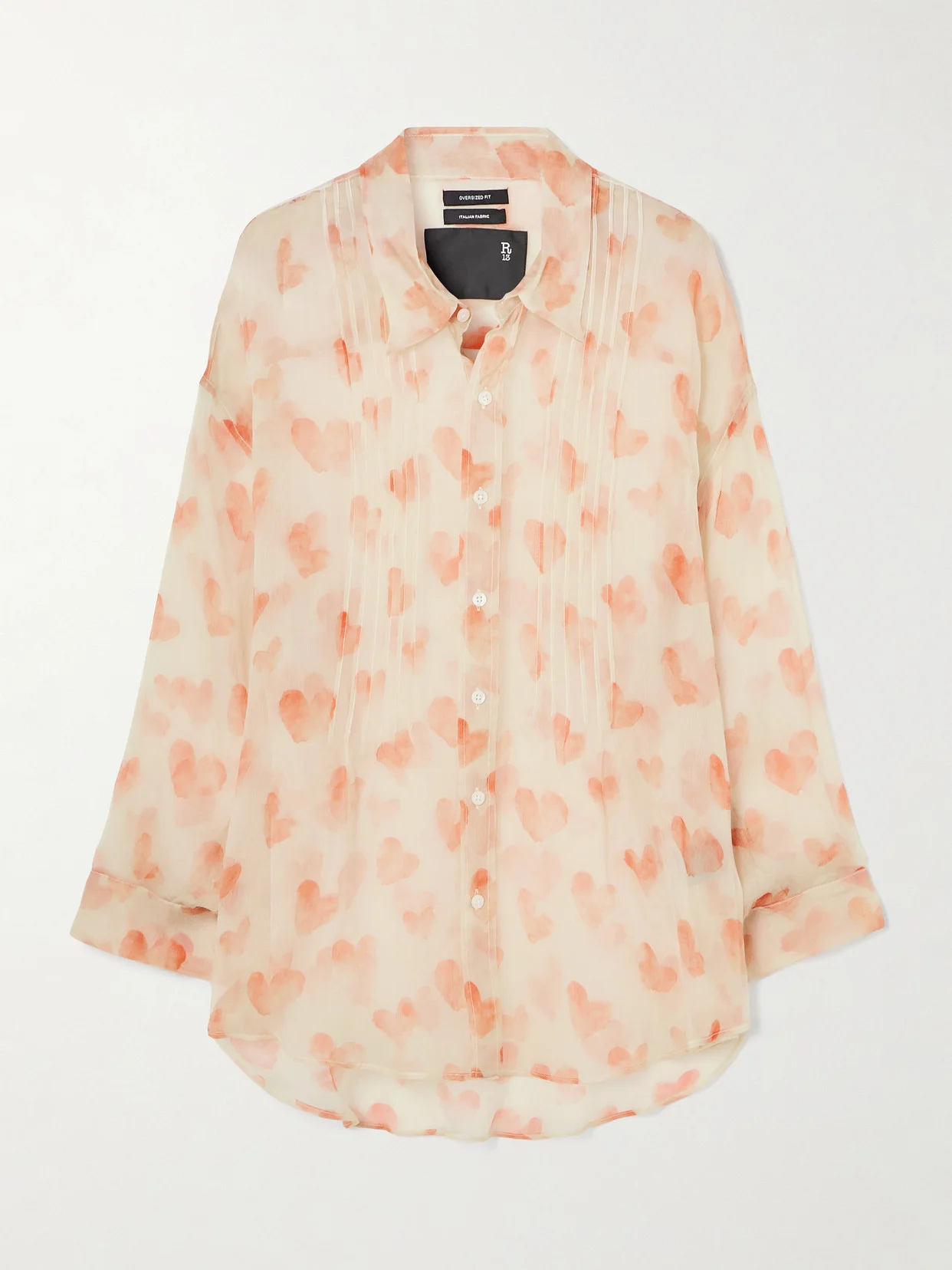 Pintucked Printed Silk Shirt - 1