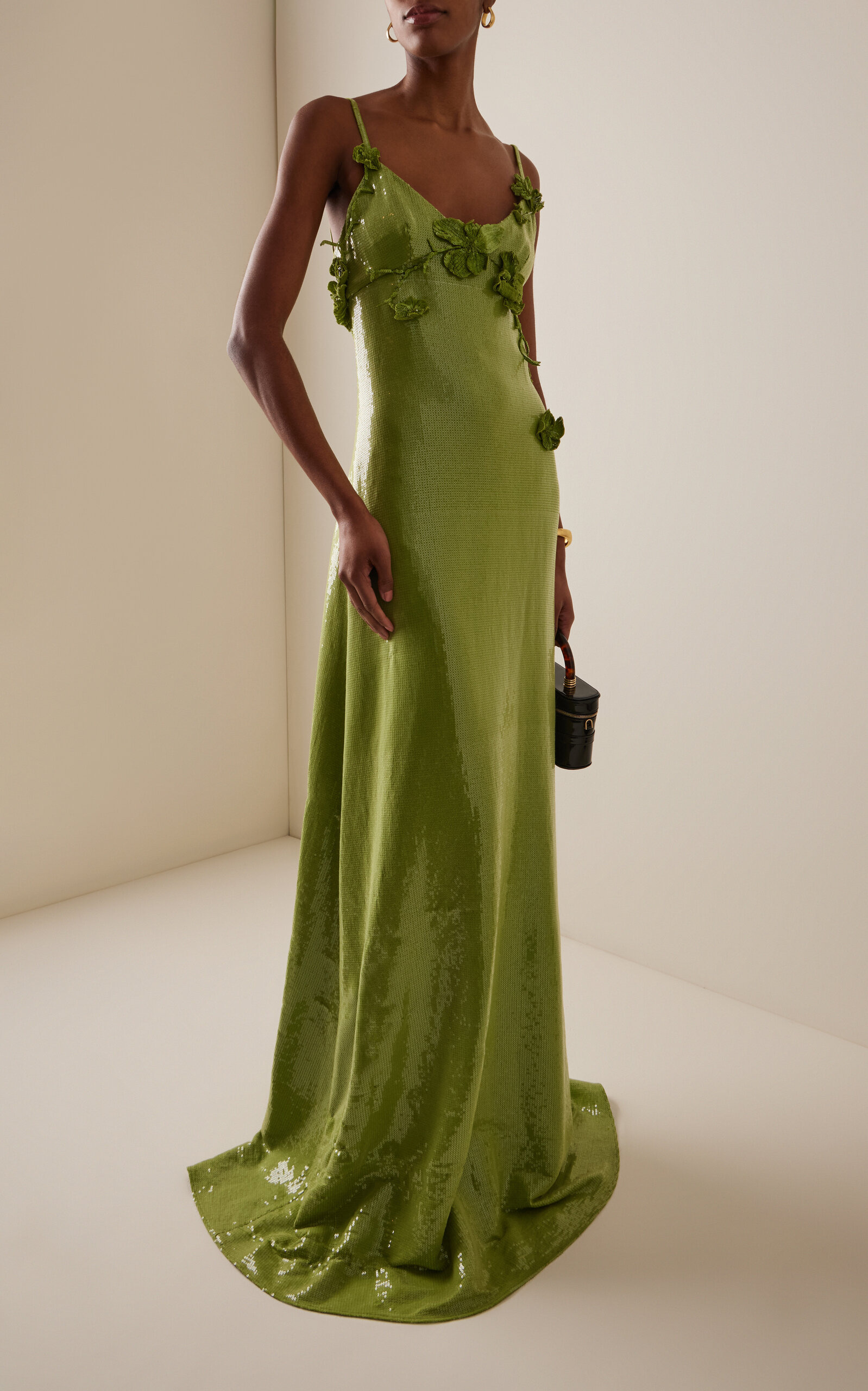 Embellished Sequined Jersey Gown green - 2