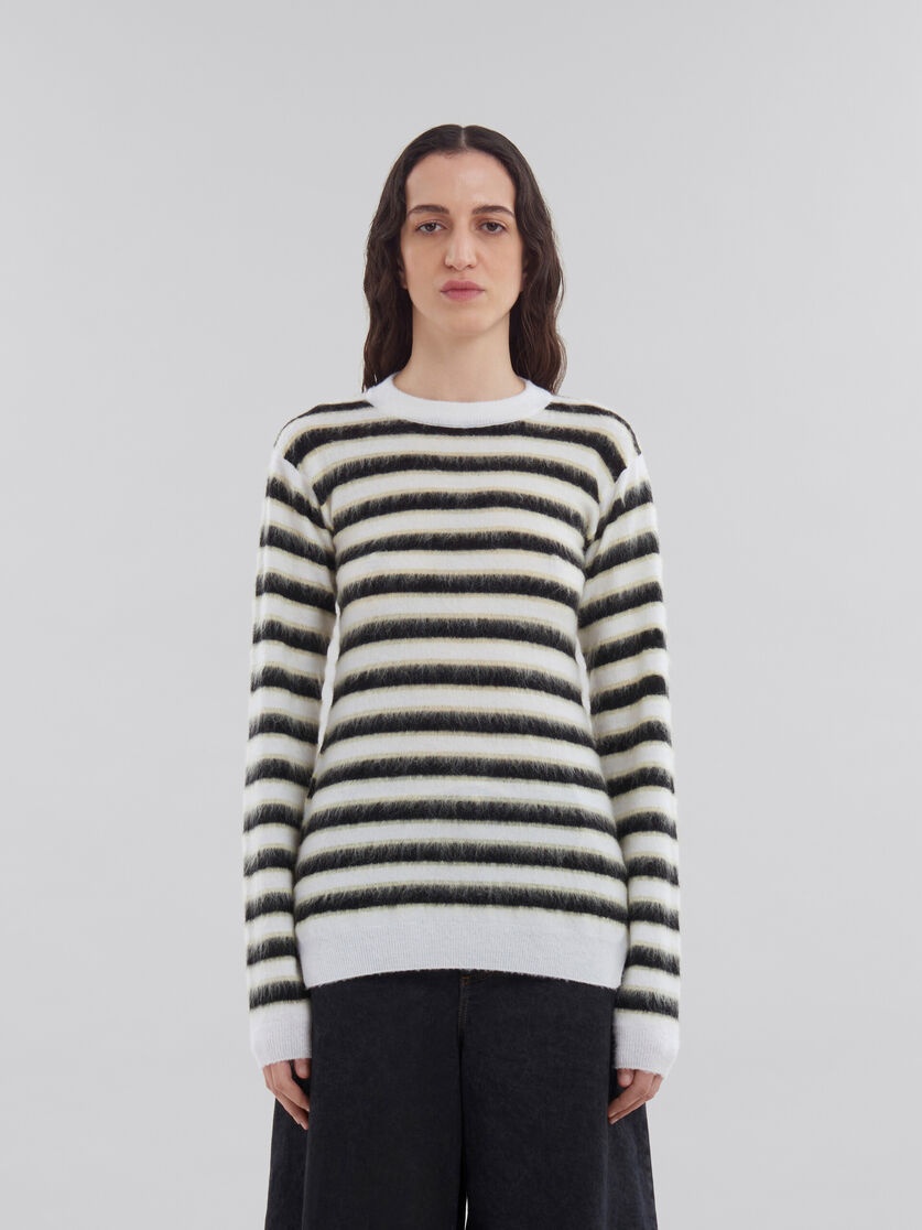 BLACK AND WHITE STRIPED WOOL-MOHAIR JUMPER - 2