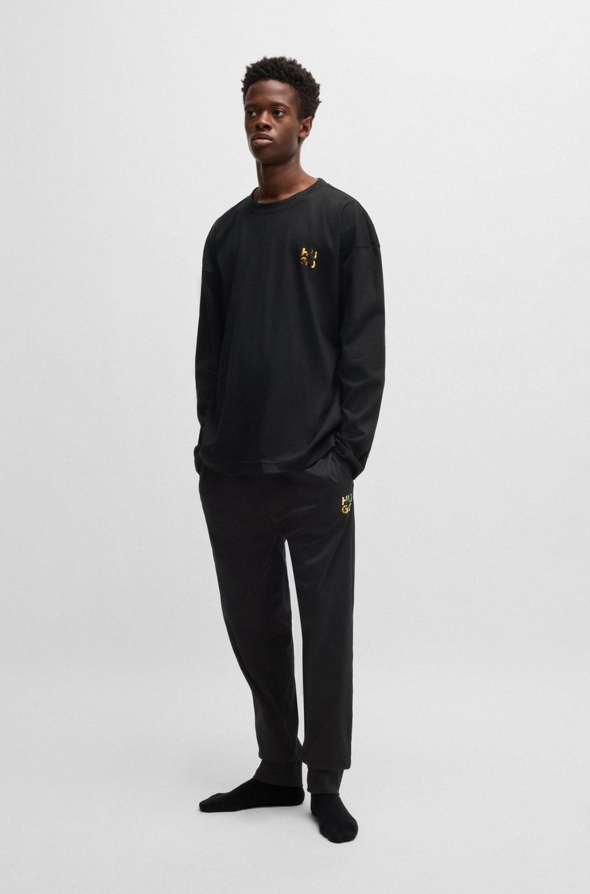 INTERLOCK-COTTON PAJAMA TOP WITH IRIDESCENT LOGO - 3