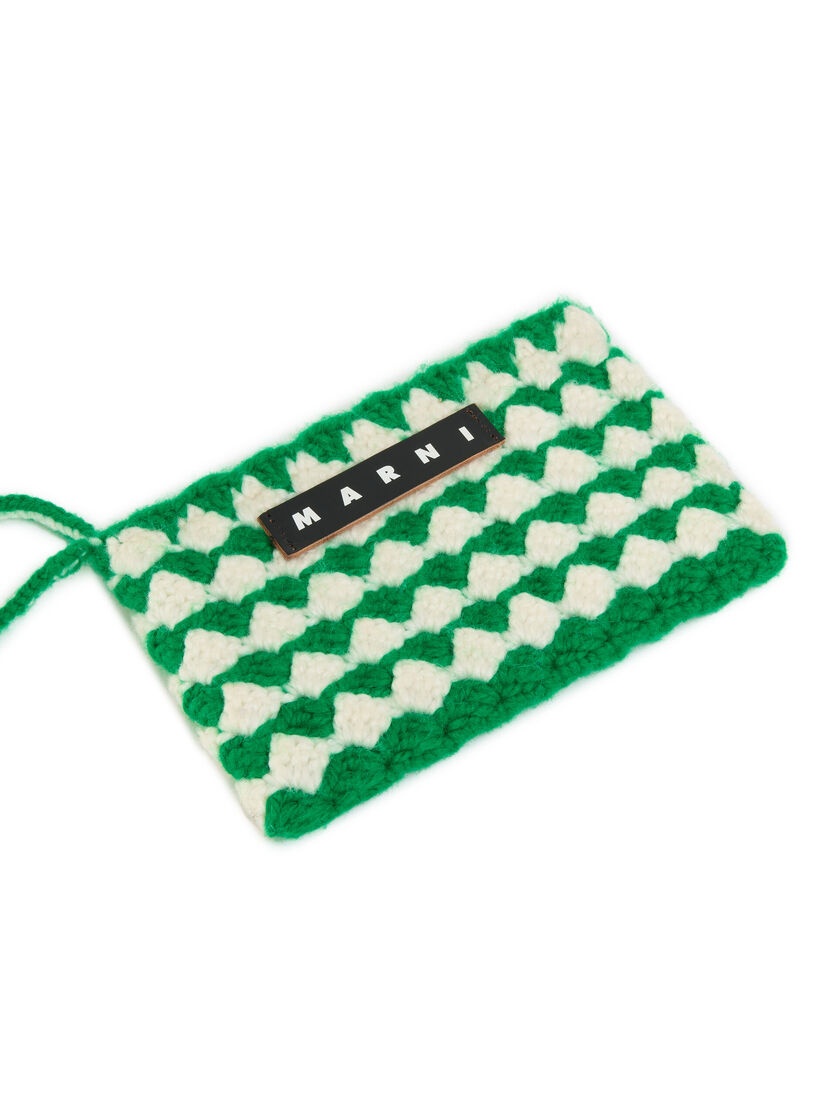 GREEN CROCHET MARNI MARKET MEDIUM ROSAL POUCH - 3