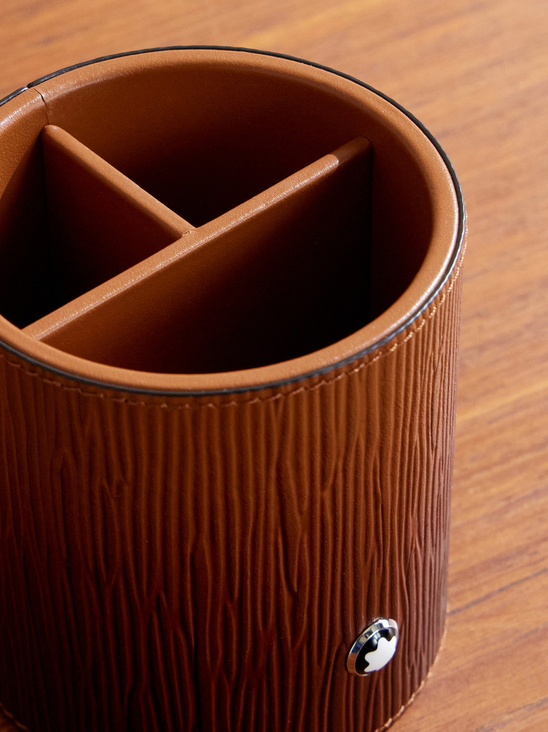 Logo-Appliquéd Textured-Leather Tray 3