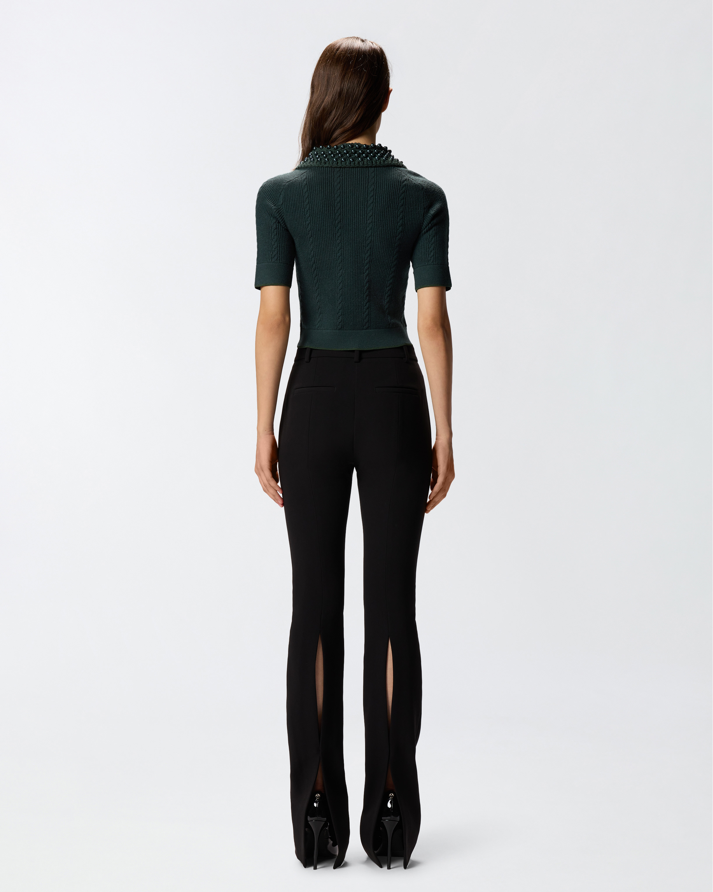 POLO-STYLE SWEATER WITH PEARLS - 4