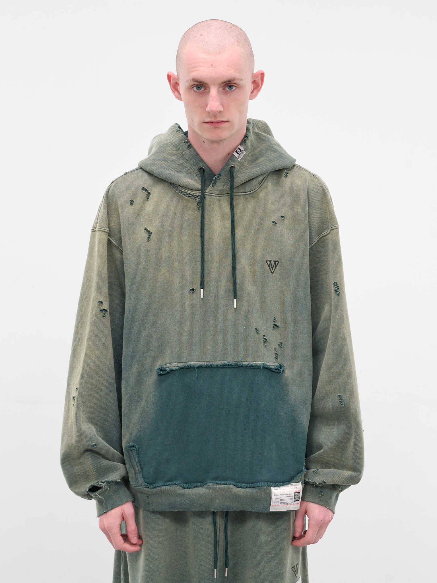 Green Deconstructed Distressed Hoodie - 1