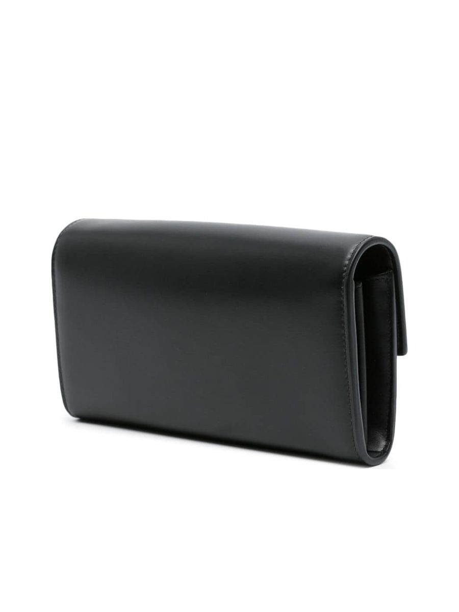Smooth Grain Goldtone Logo Clutch - 2