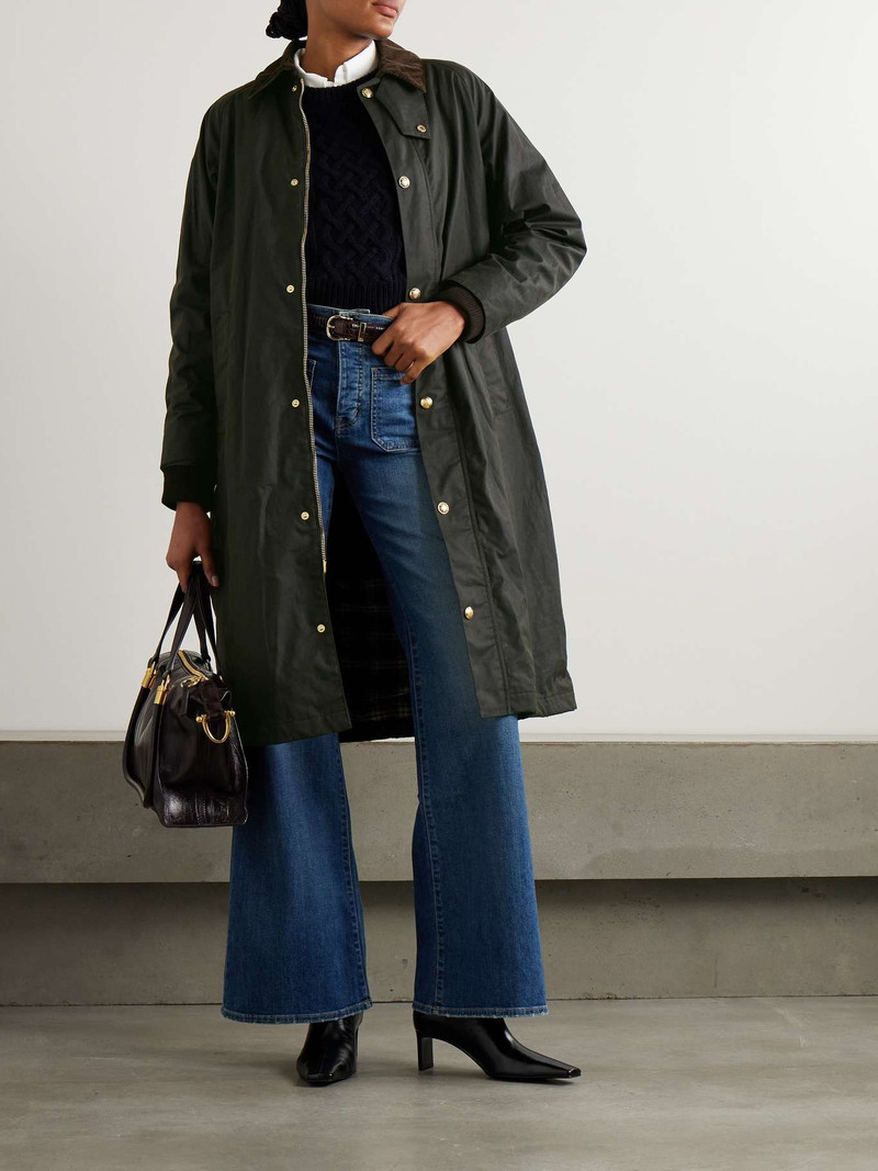 NILI LOTAN Romauld corduroy-trimmed waxed cotton-canvas coat outlook
