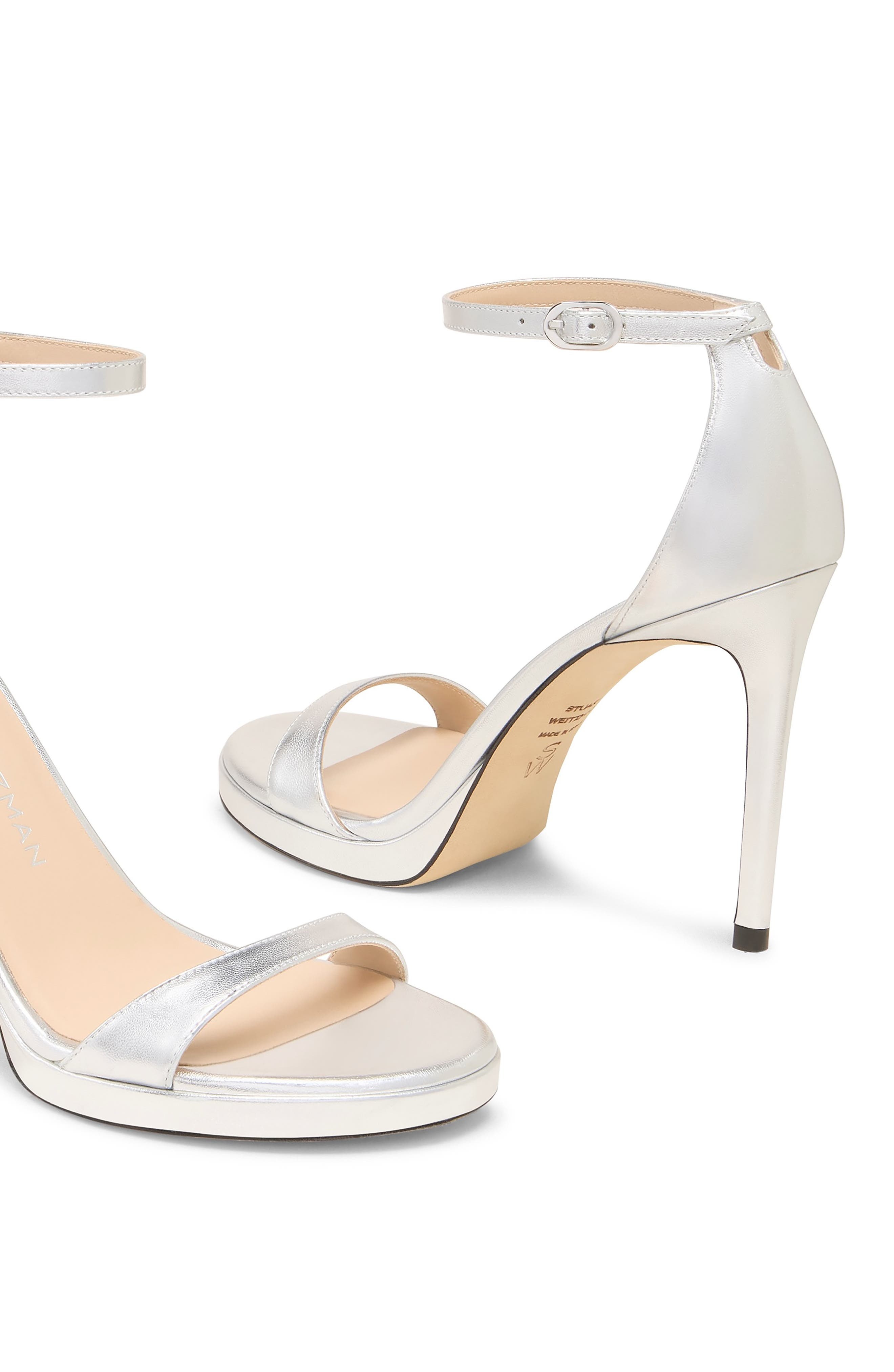 Stuart Weitzman Nudist Platform Sandal in Silver at Nordstrom - 4