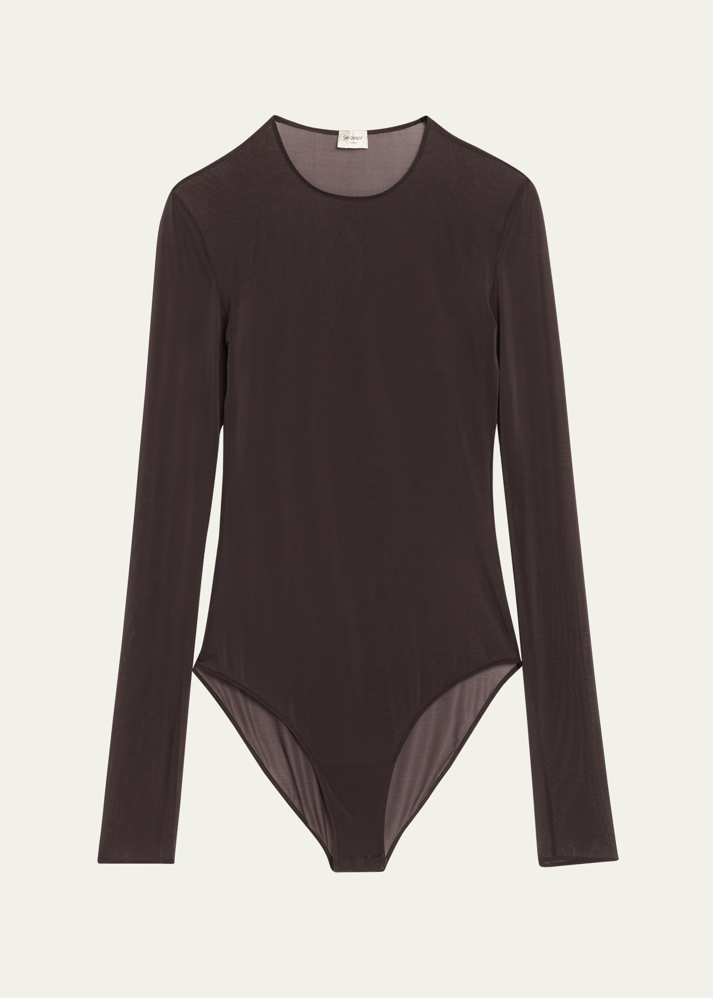 Sheer Knit Long-Sleeve Bodysuit - 1