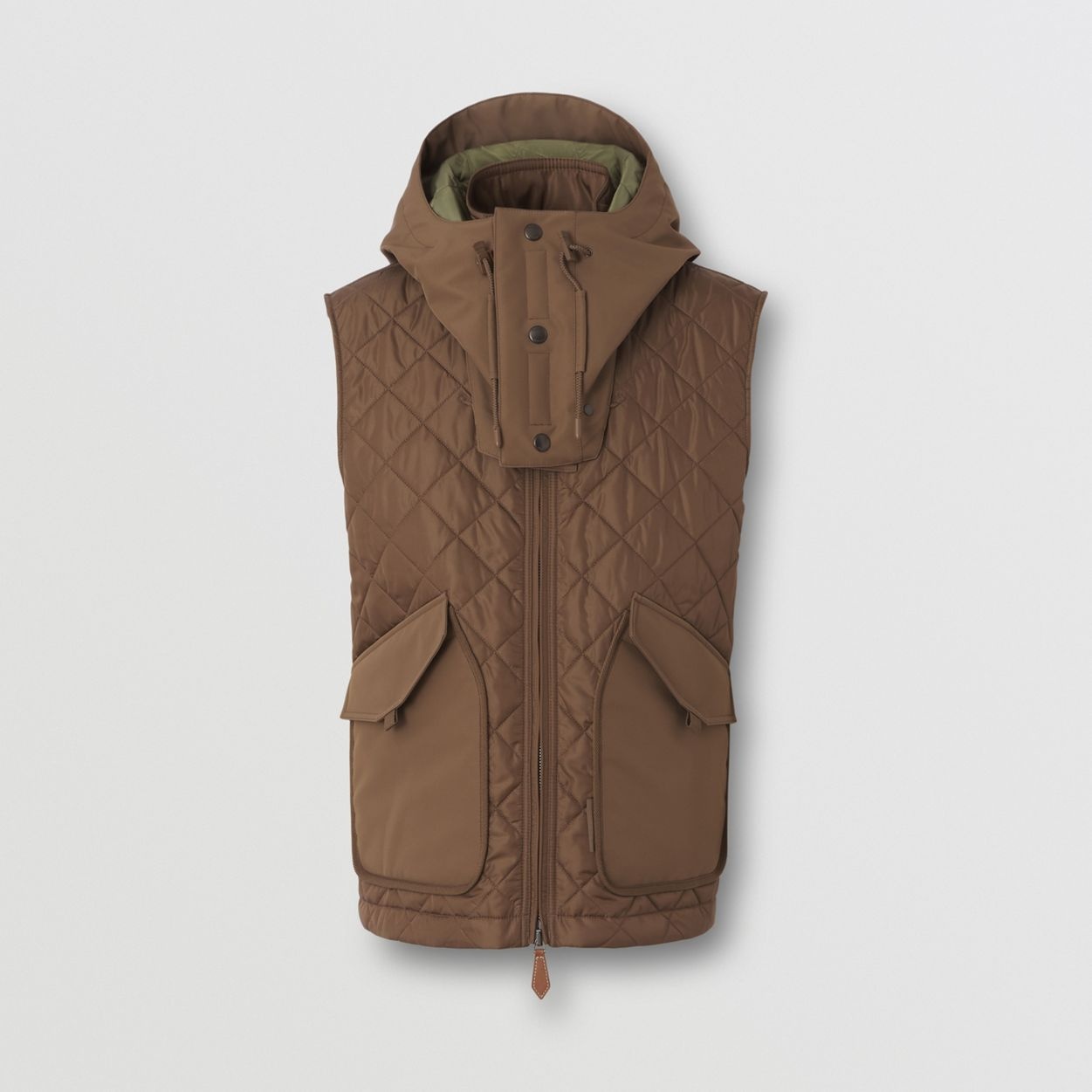 Detachable Hood Diamond Quilted Nylon Gilet - 1