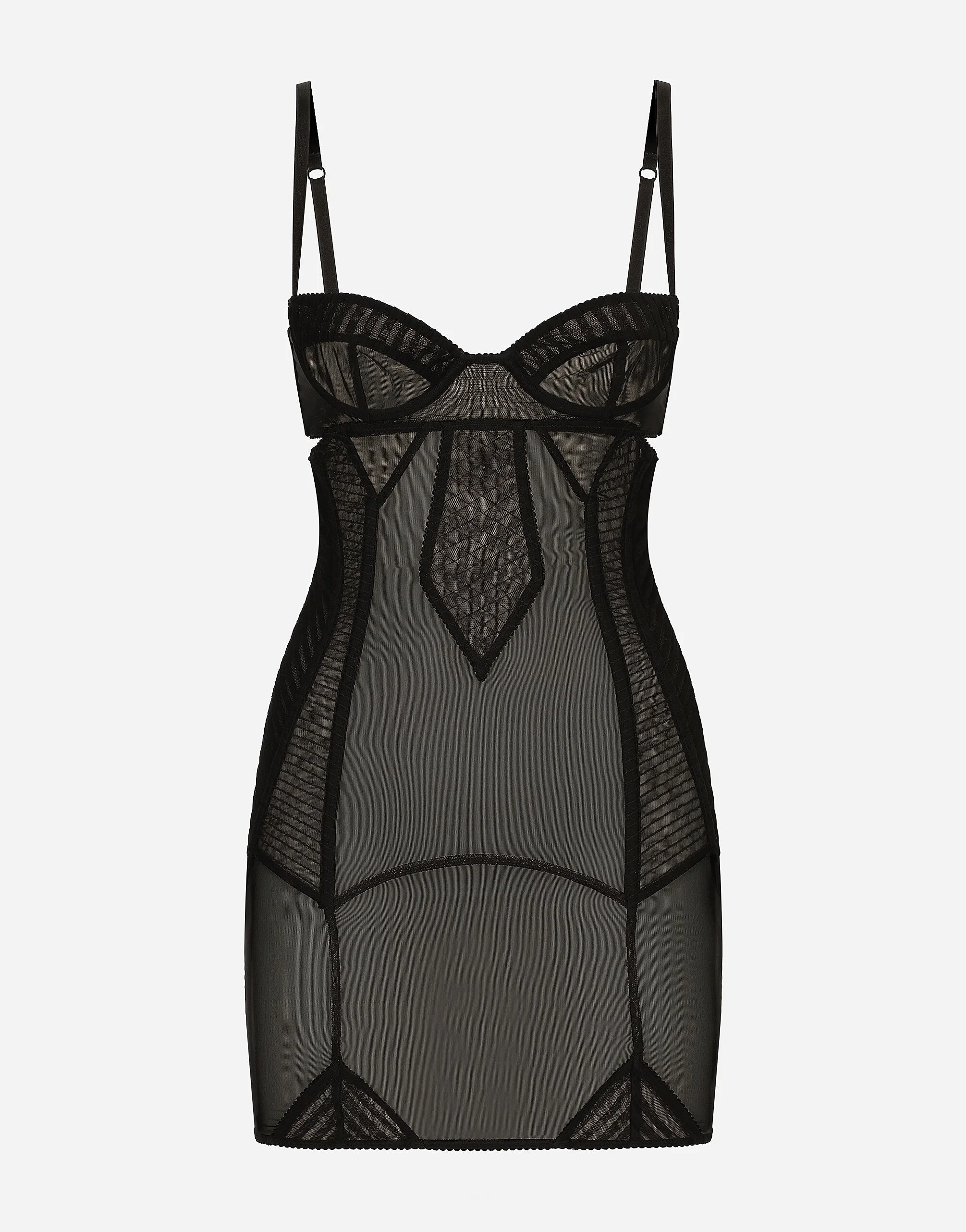 Tulle minidress with corset details - 1