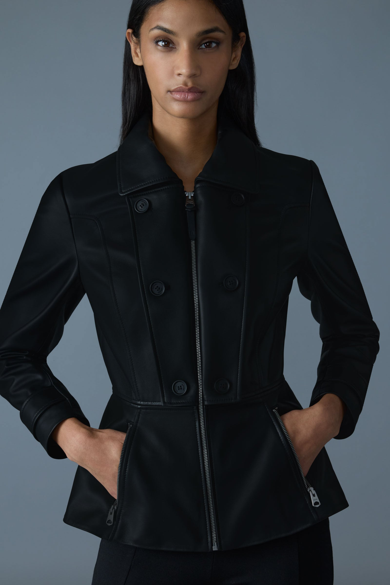 BARBARA Fitted Lamb Leather Jacket - 5
