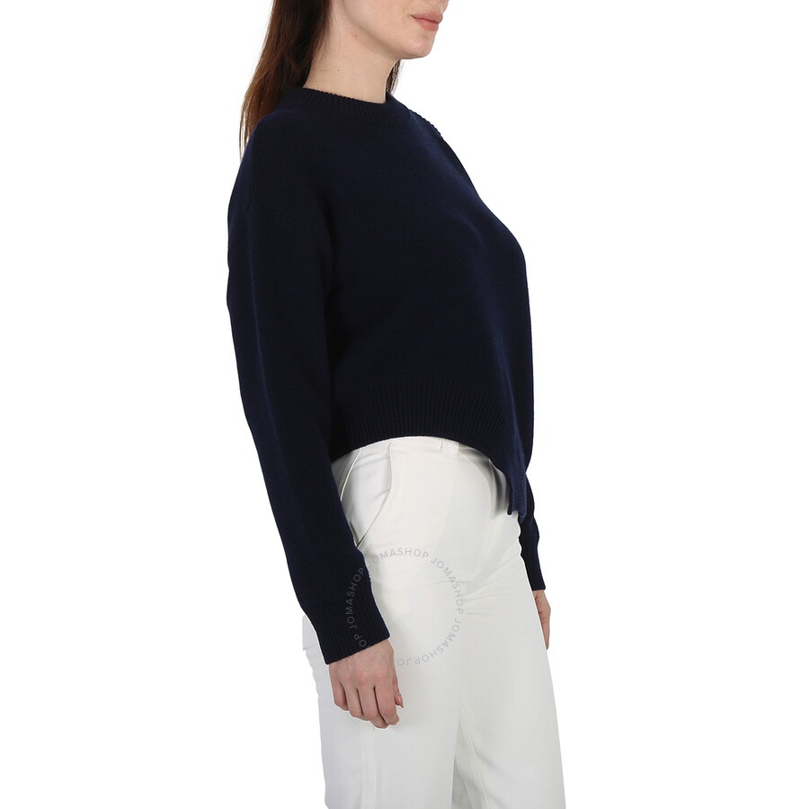 Stella Mccartney Navy Regenerated Asymmetric Cold-Shoulder Jumper - 5