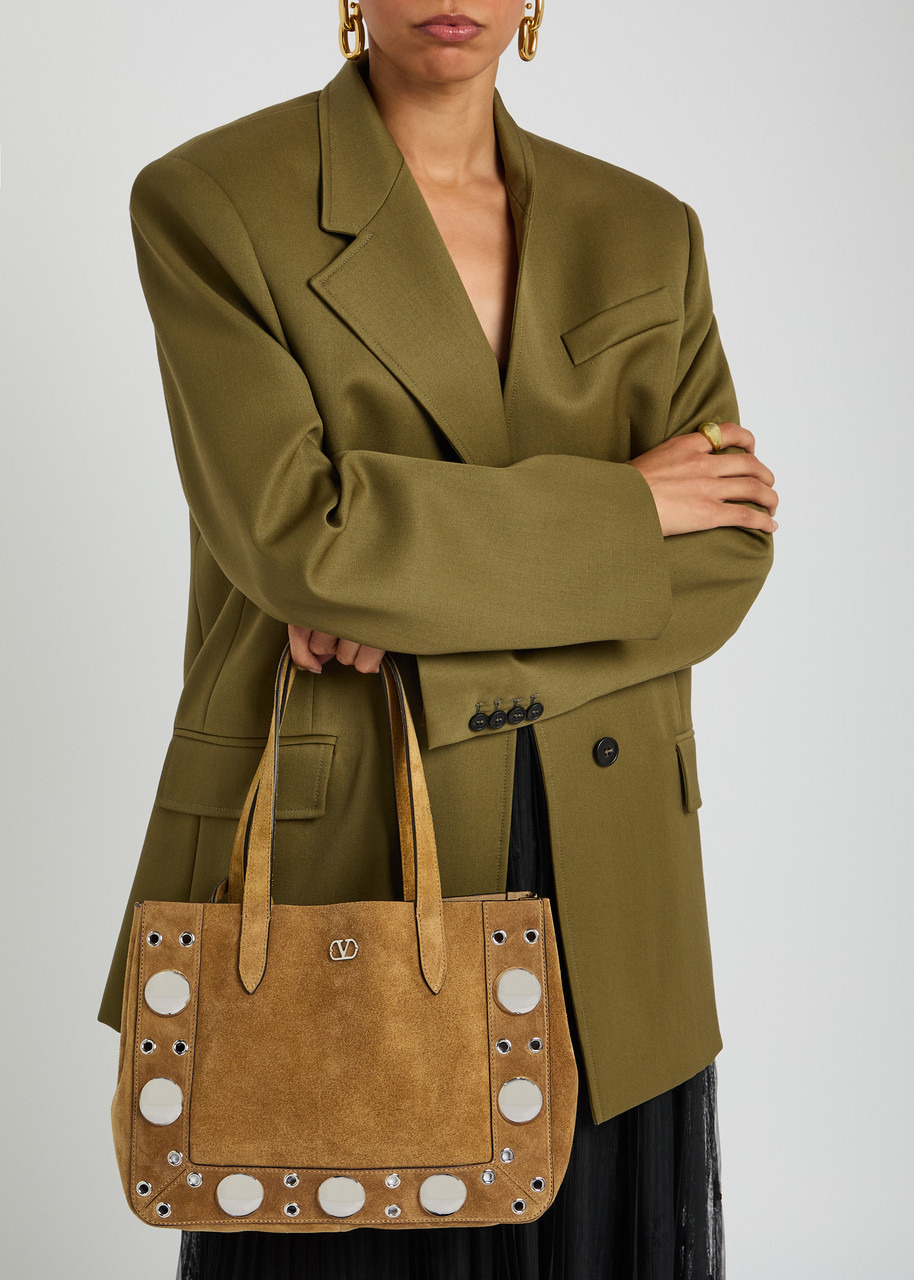 Valentino Garavani Nellcôte Medium Studded Suede Tote - 5