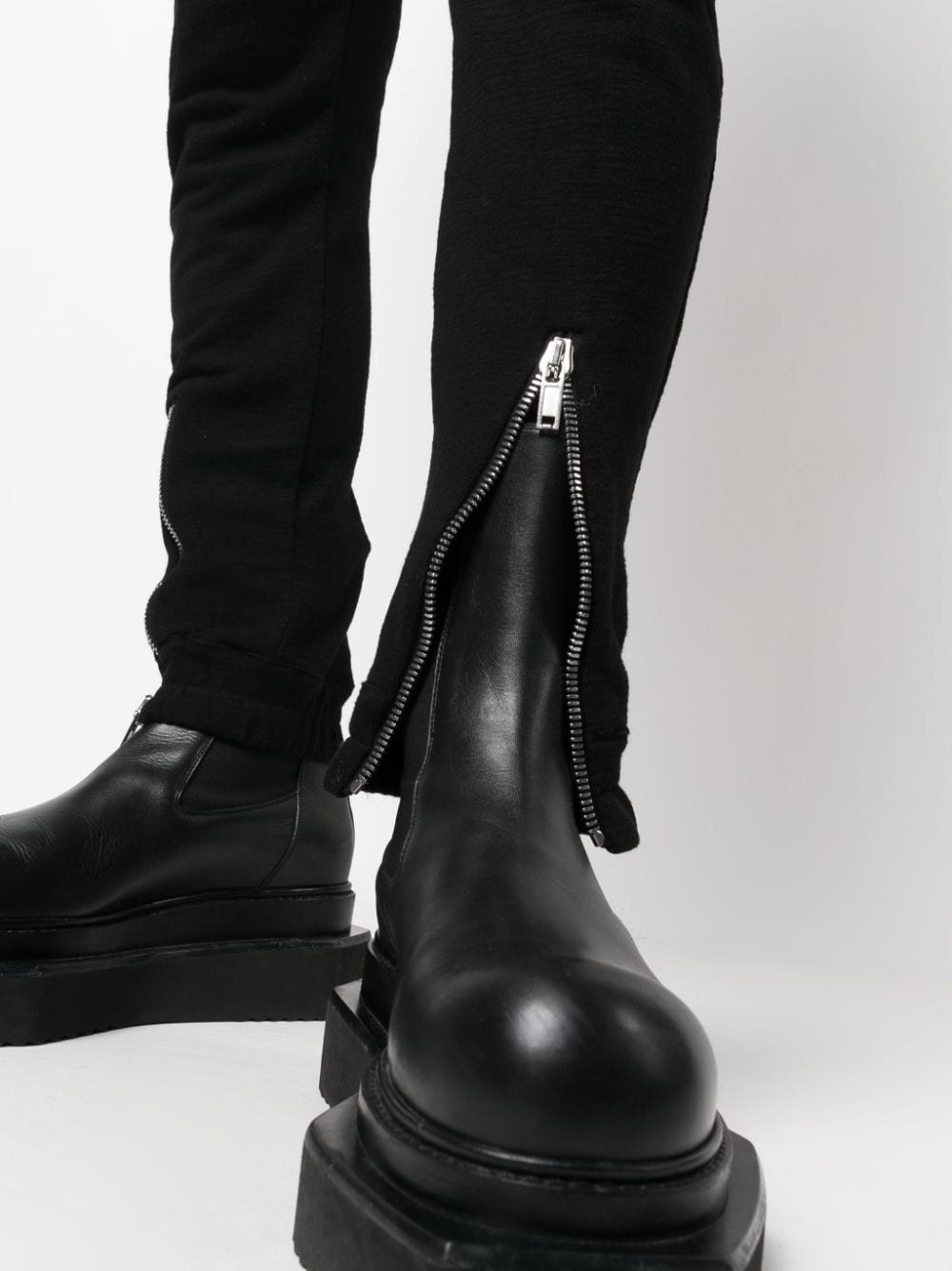 decorative-zip detailing cotton trousers - 5