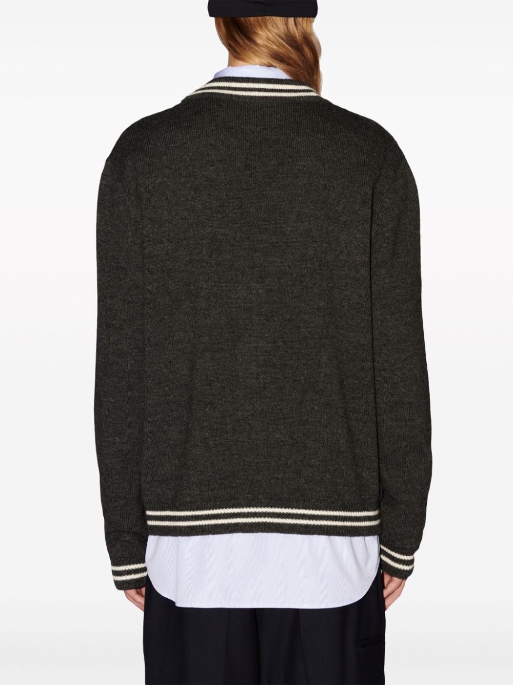 monogram-appliquÃ© wool cardigan - 6