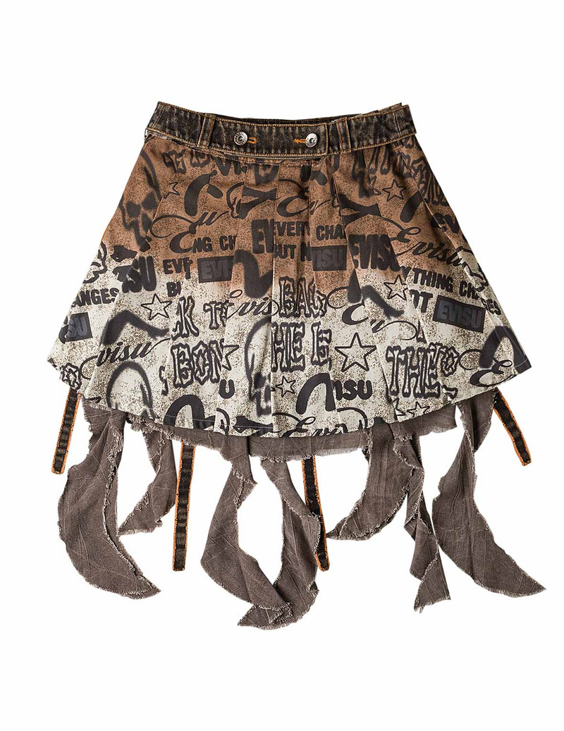 EVISU 2 in 1 Denim Pleated Skirt outlook