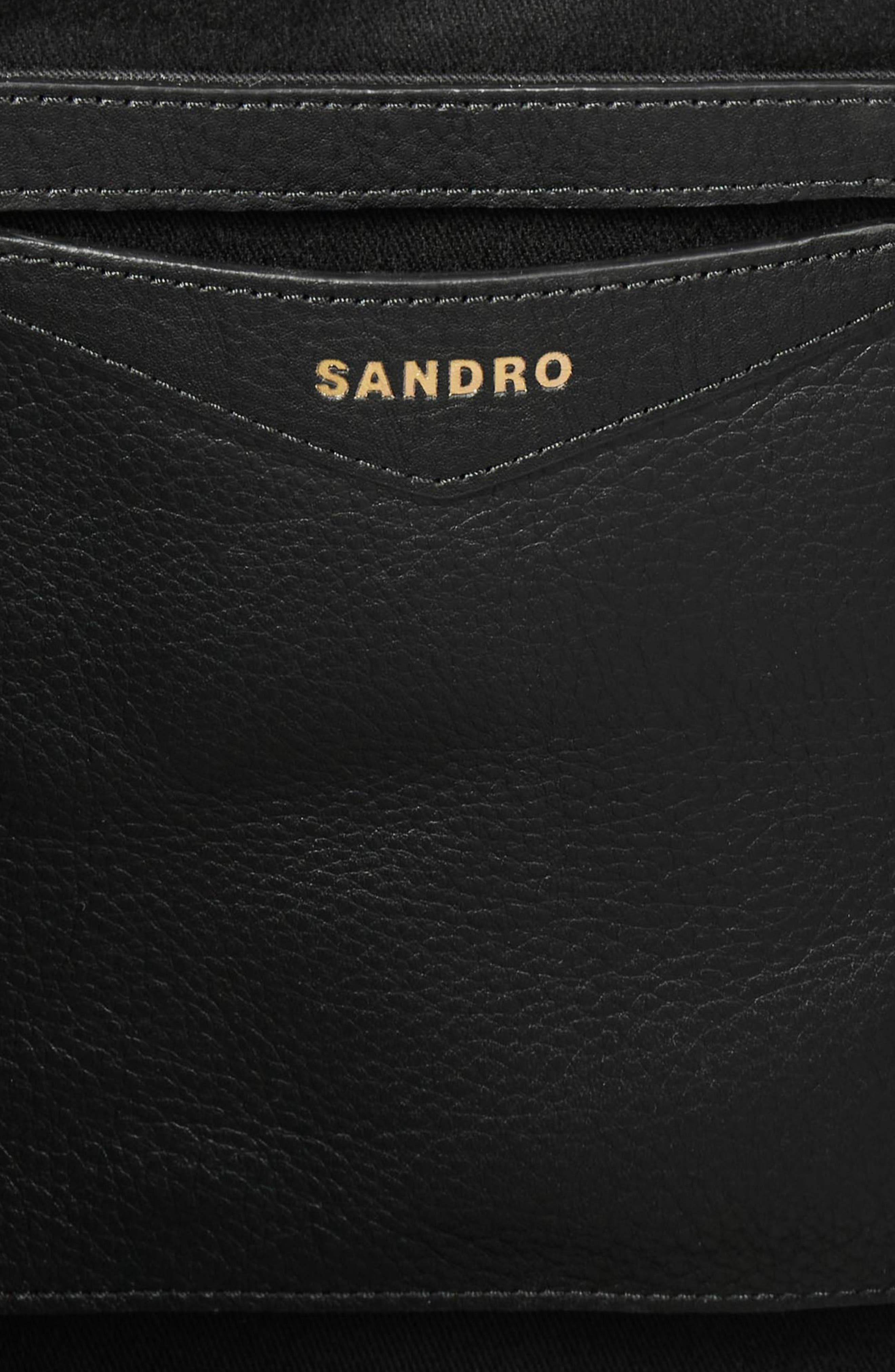 SANDRO Soft leather shopping bag in Black at Nordstrom - 5