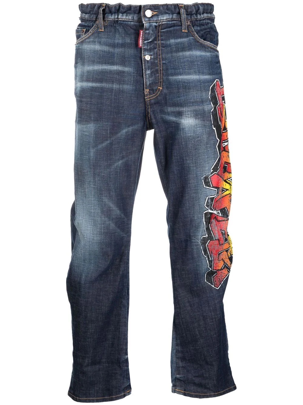 graffiti-print loose-fit jeans - 1