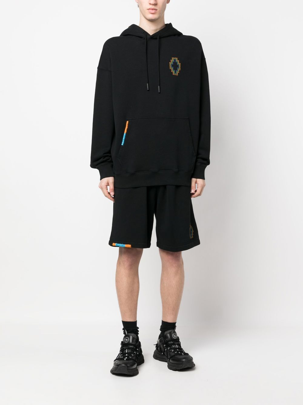 Cross-embroidered drawstring hood - 2