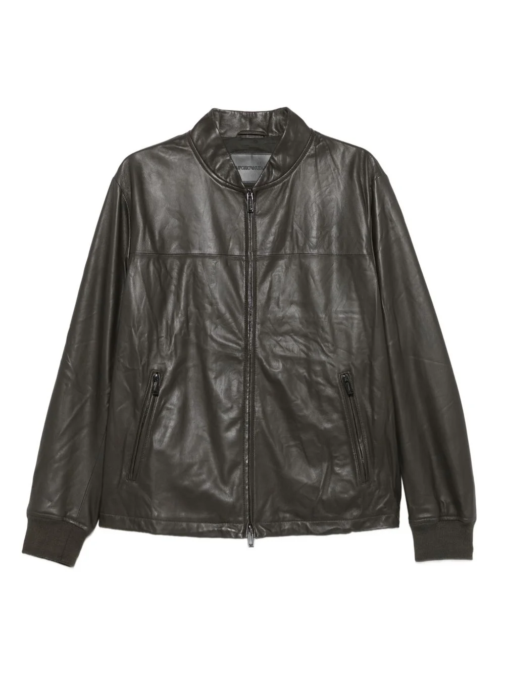zip-up leather jacket - 1