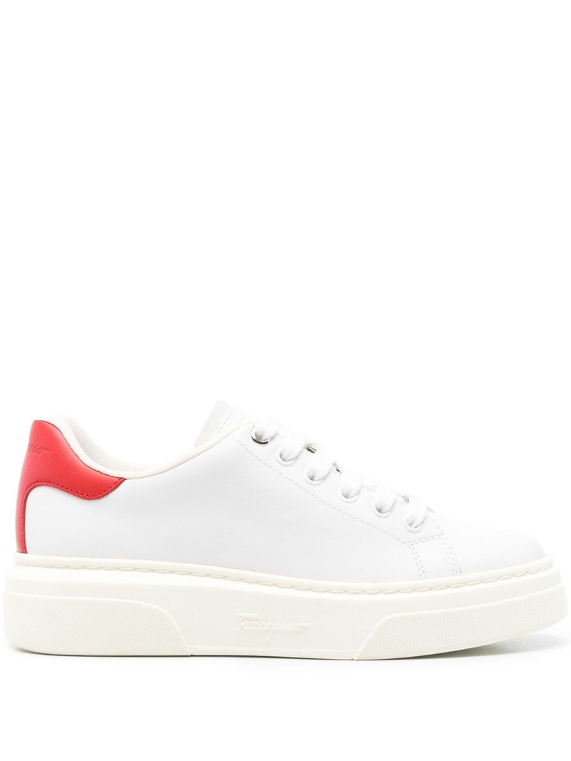 leather lace-up low-top sneakers 1