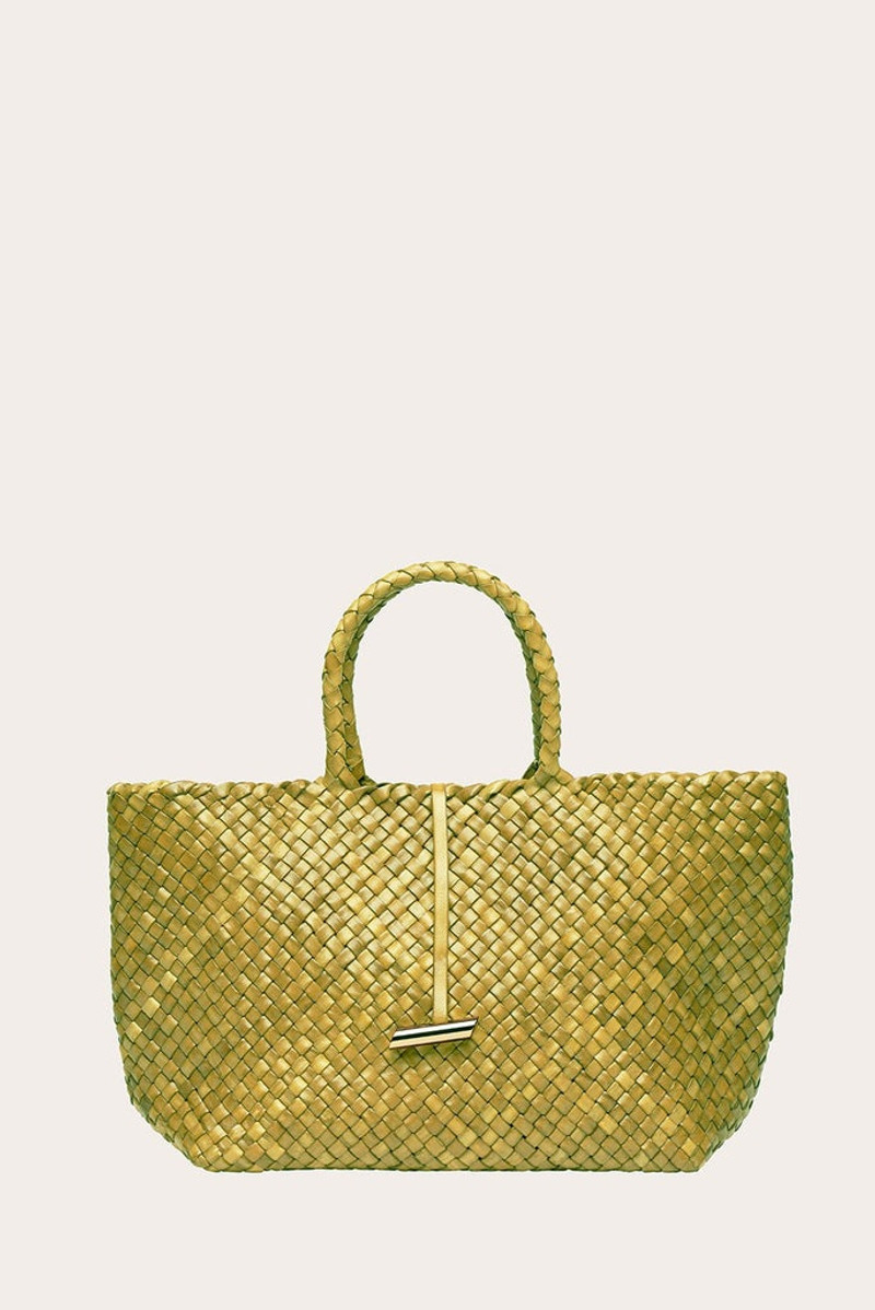 LARGE LEATHER BASKET LIME 1